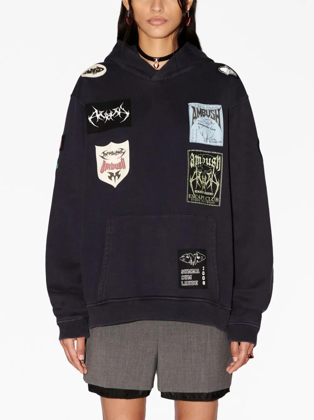 logo-patchwork cotton hoodie Product Image