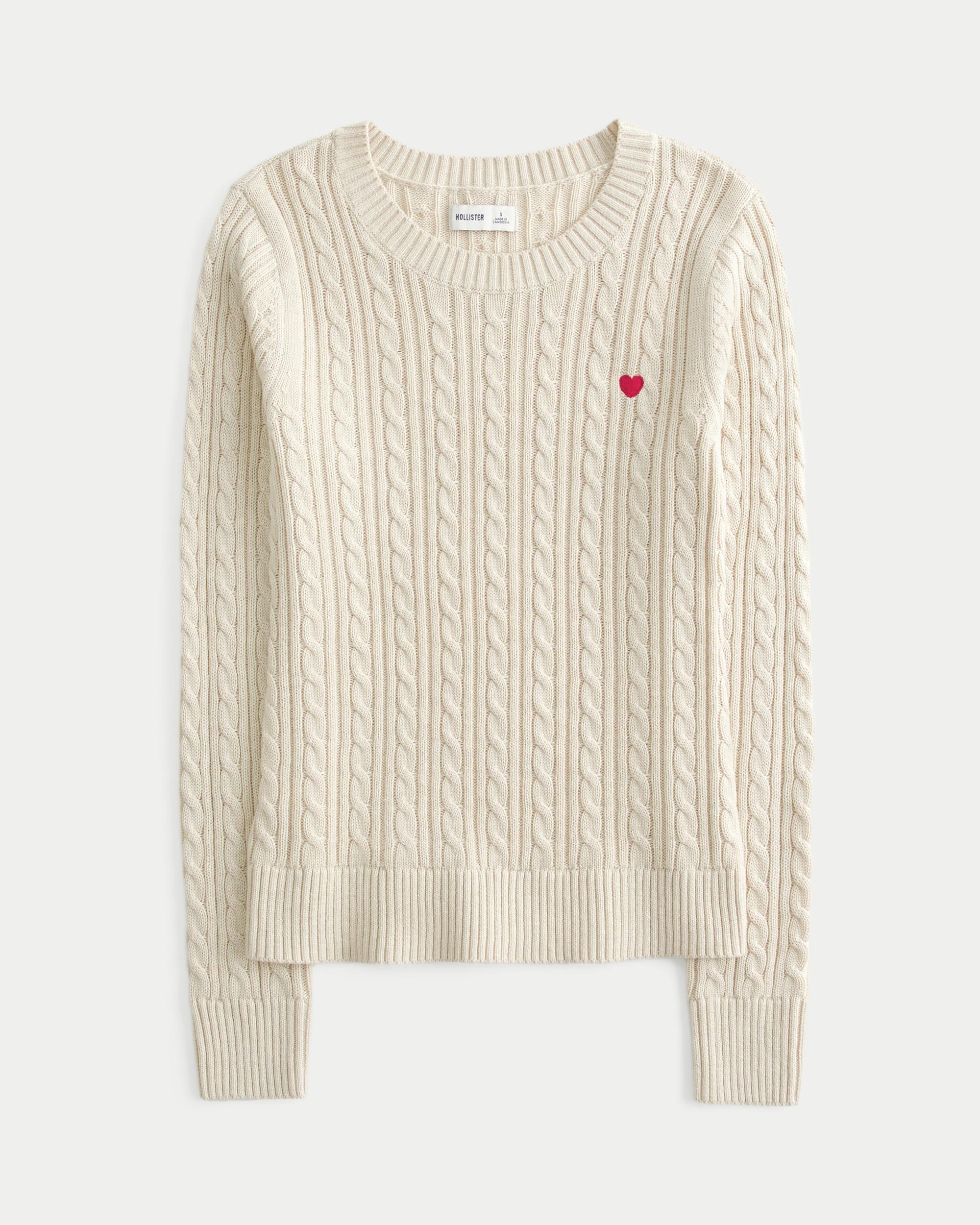 Cable-Knit Crew Sweater Product Image