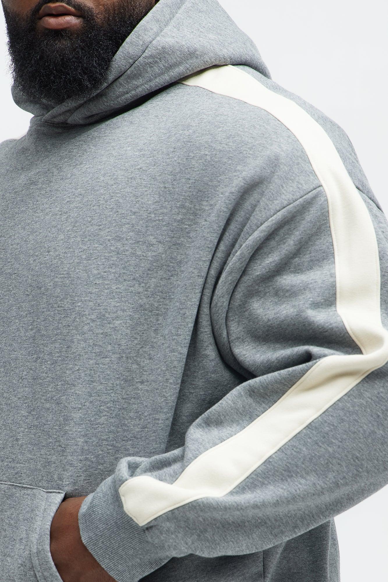 Tyson Heavyweight Oversized Striped Hoodie - Heather Grey Product Image