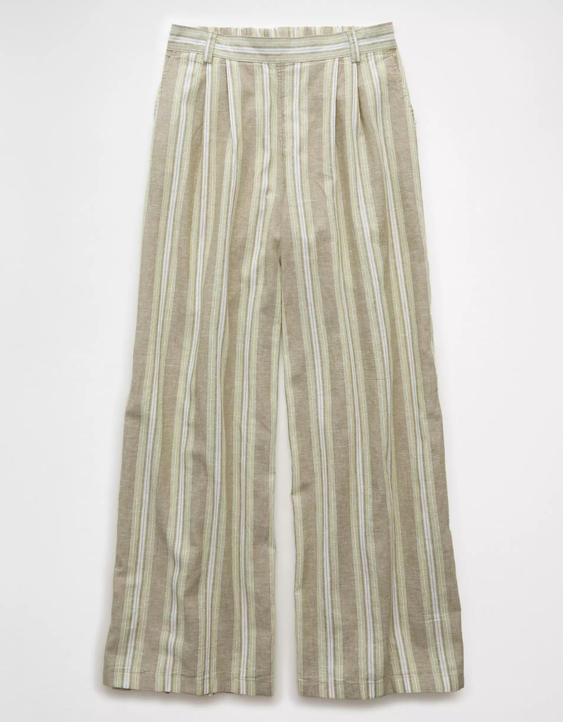 AE Linen-Blend High-Waisted Wide-Leg Pant Product Image
