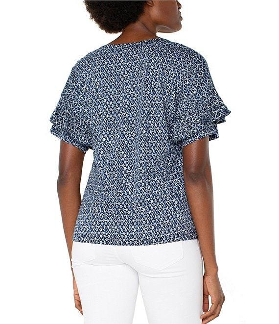 Liverpool Los Angeles Knit Printed Crew Neck Short Sleeve Top Product Image