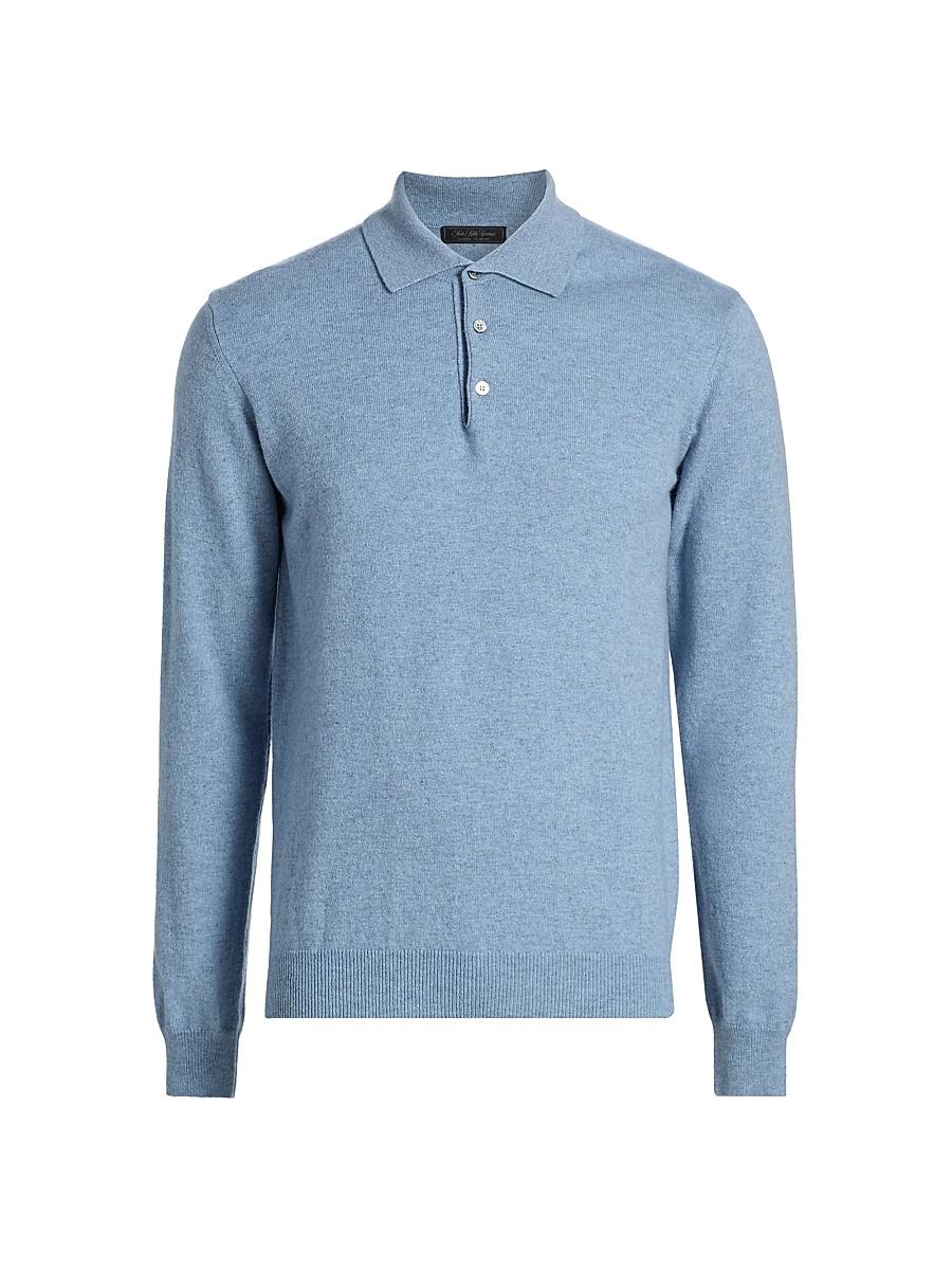 Mens COLLECTION Cashmere Long-Sleeve Polo Sweater Product Image