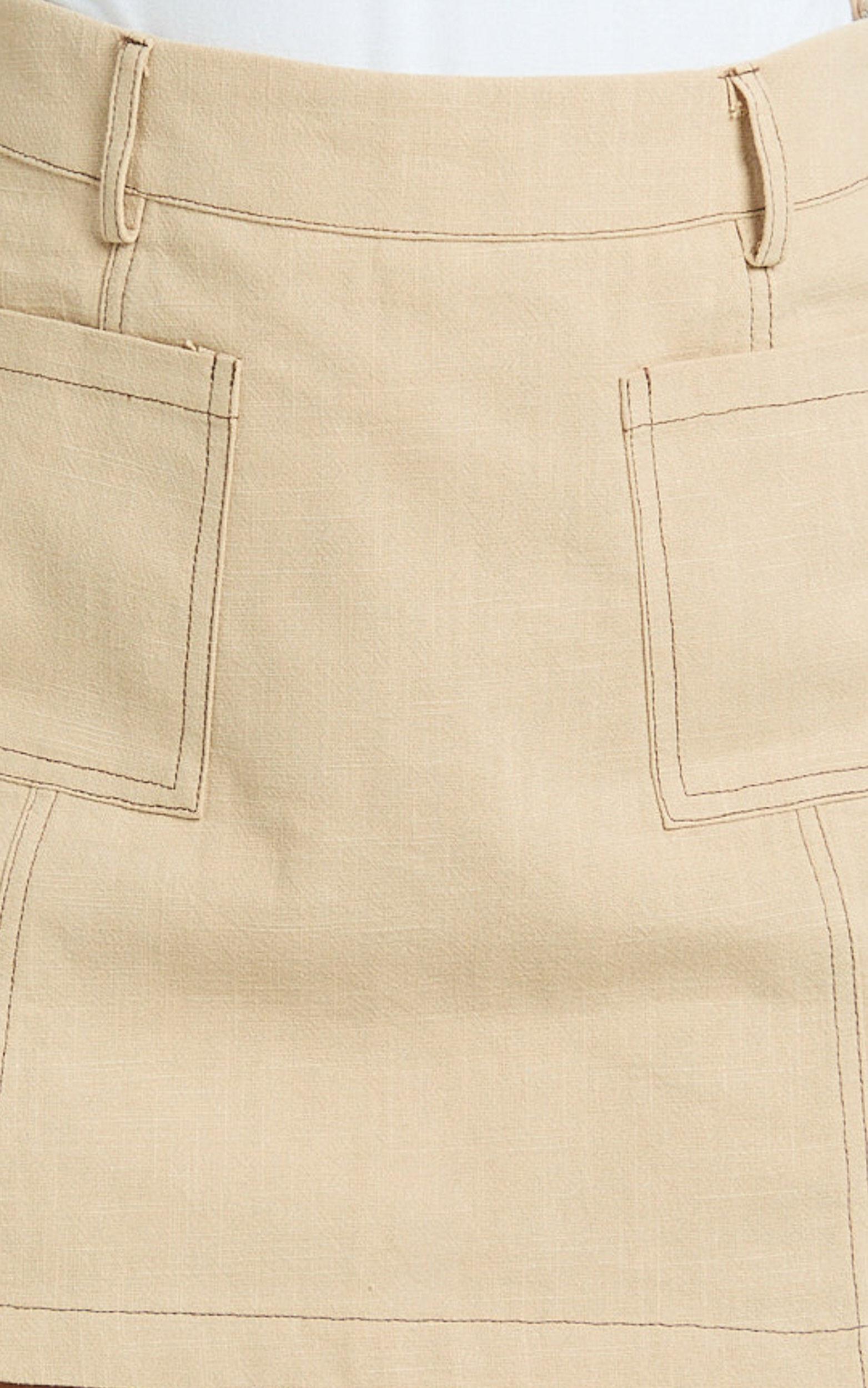 Skyler Mini Skort- Linen Look Cargo Mini Skort in Beige Product Image