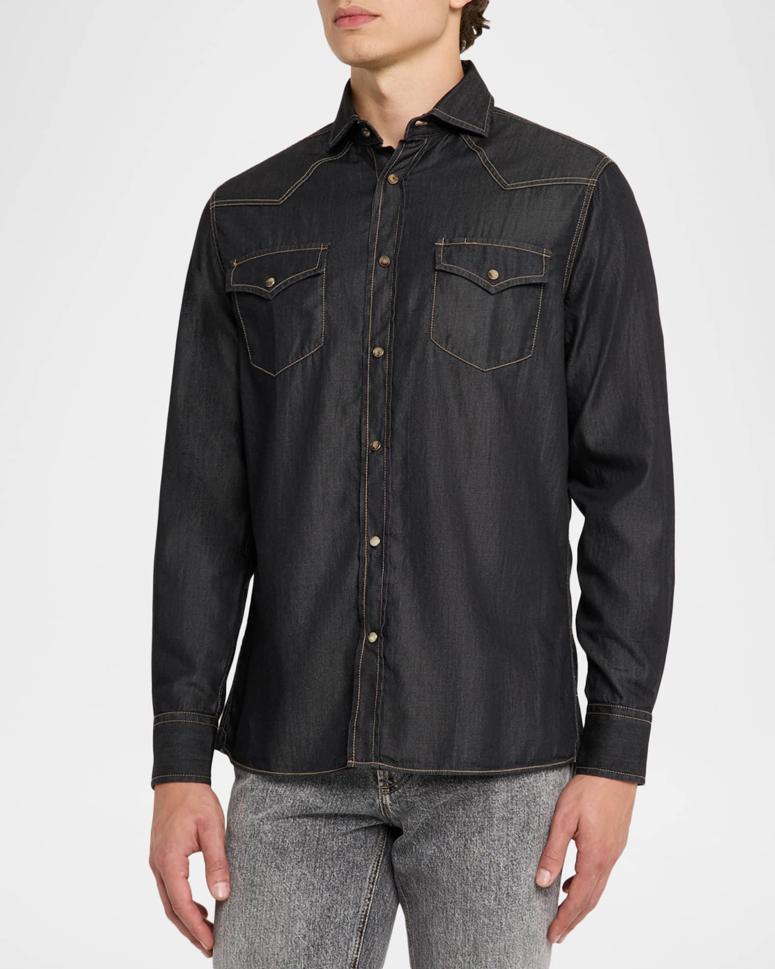 Mens Lightweight Denim Western Shirt Product Image