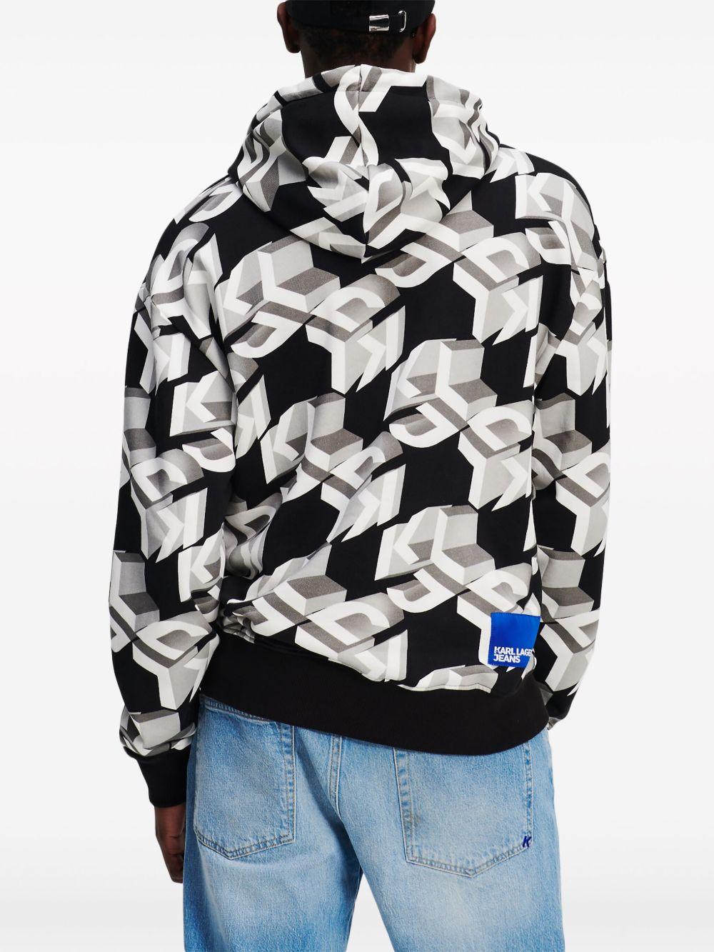 monogram-print organic-cotton hoodie Product Image