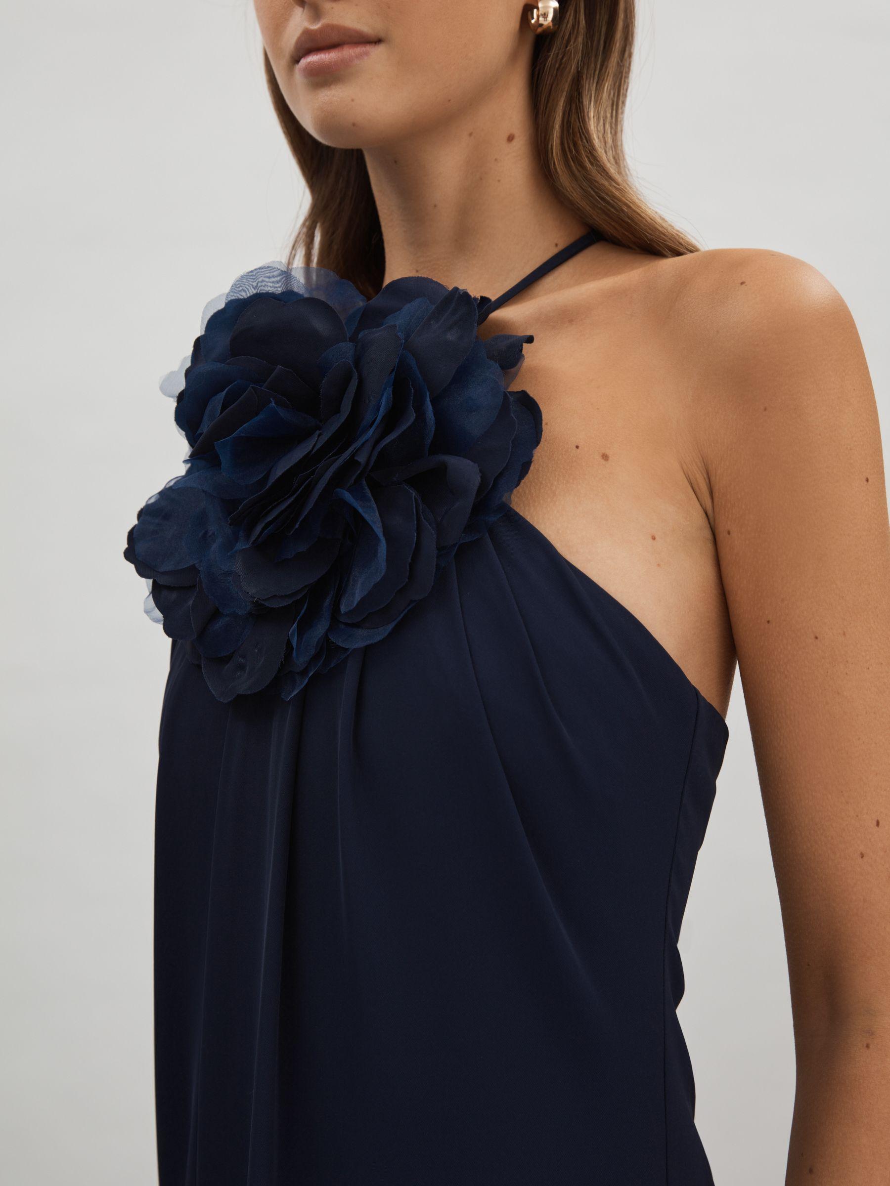 Halston Rosette Maxi Dress in Navy Product Image