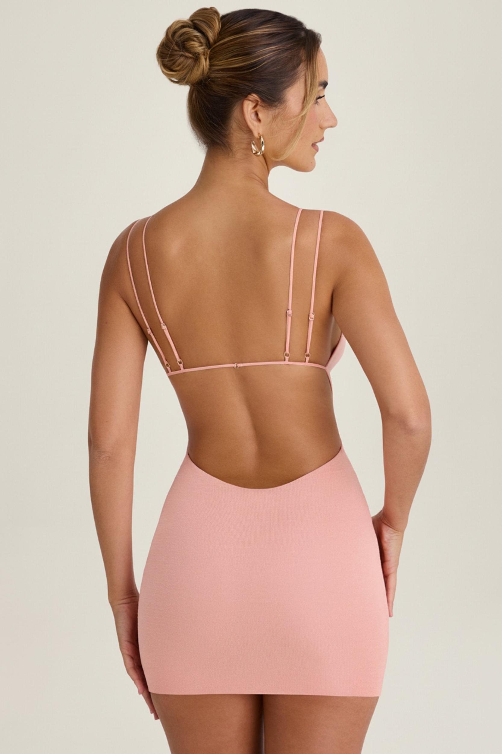 Cut-Out Open-Back Mini Dress in Apricot Pink Product Image