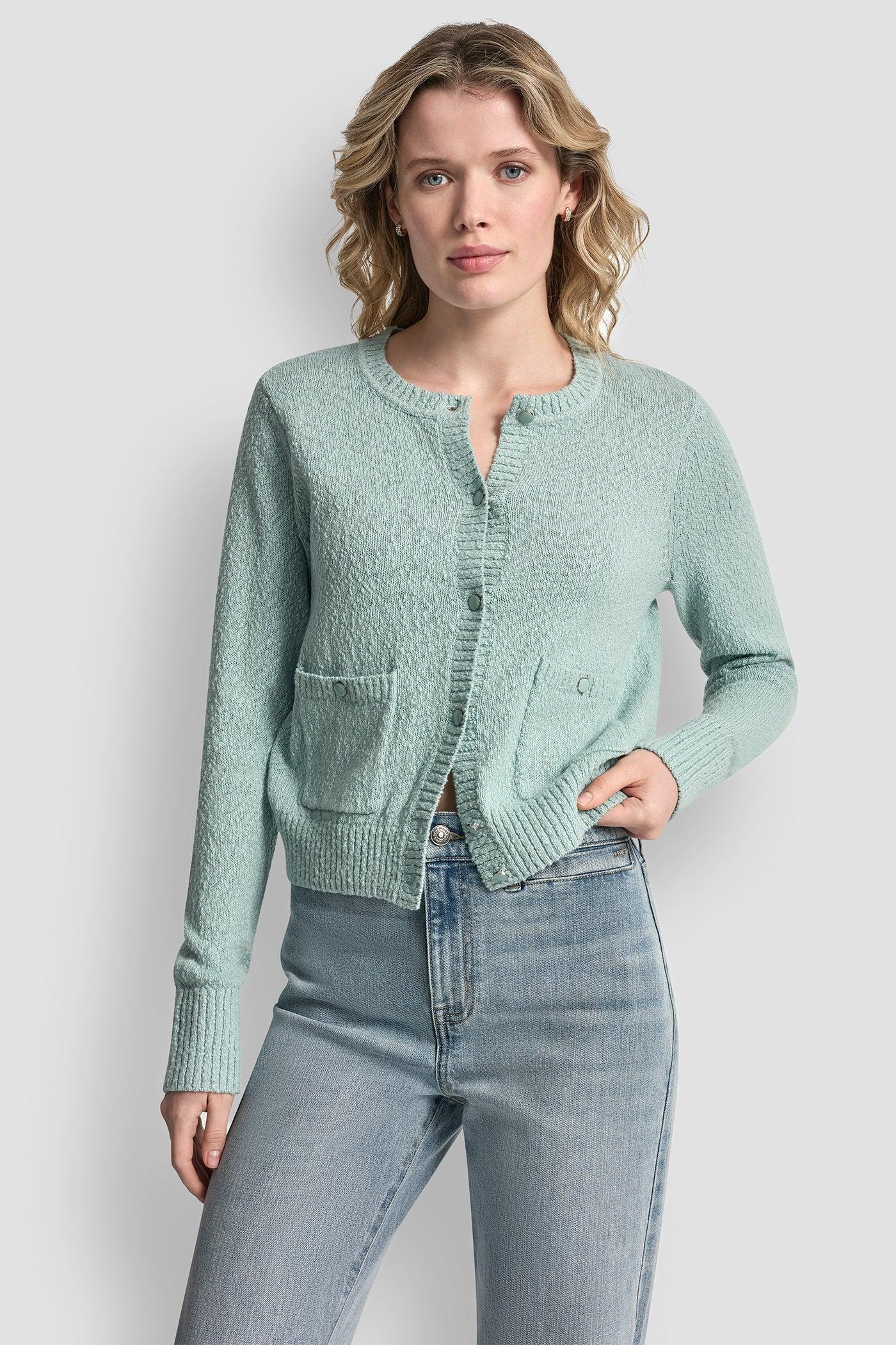 CREW NECK CARDIGAN WITH PATCH POCKETS Product Image