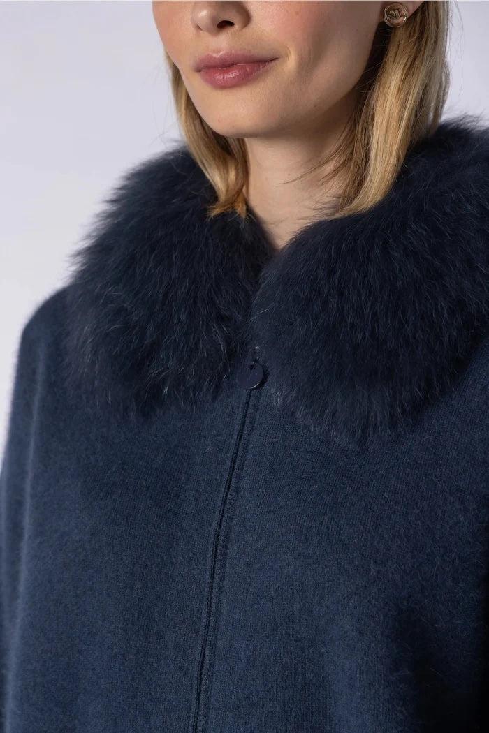 Fox fur collar knit jacket Product Image