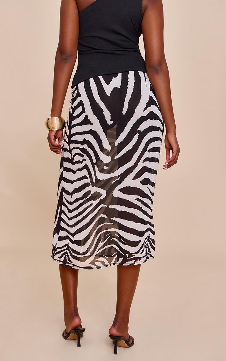 Zebra Print Sheer Chiffon Midaxi Skirt Product Image