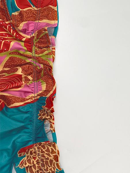 A-Line Loose Elasticity Flower Print Pleated Split-Joint Off-The-Shoulder Maxi Dresses Product Image