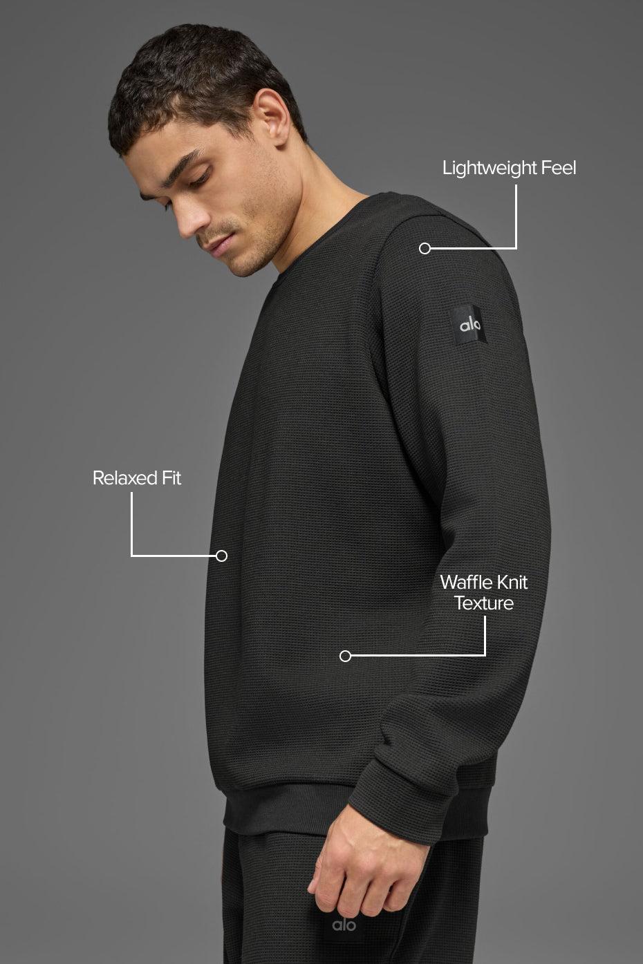 Waffle Lounge Long Sleeve Crew - Black Product Image