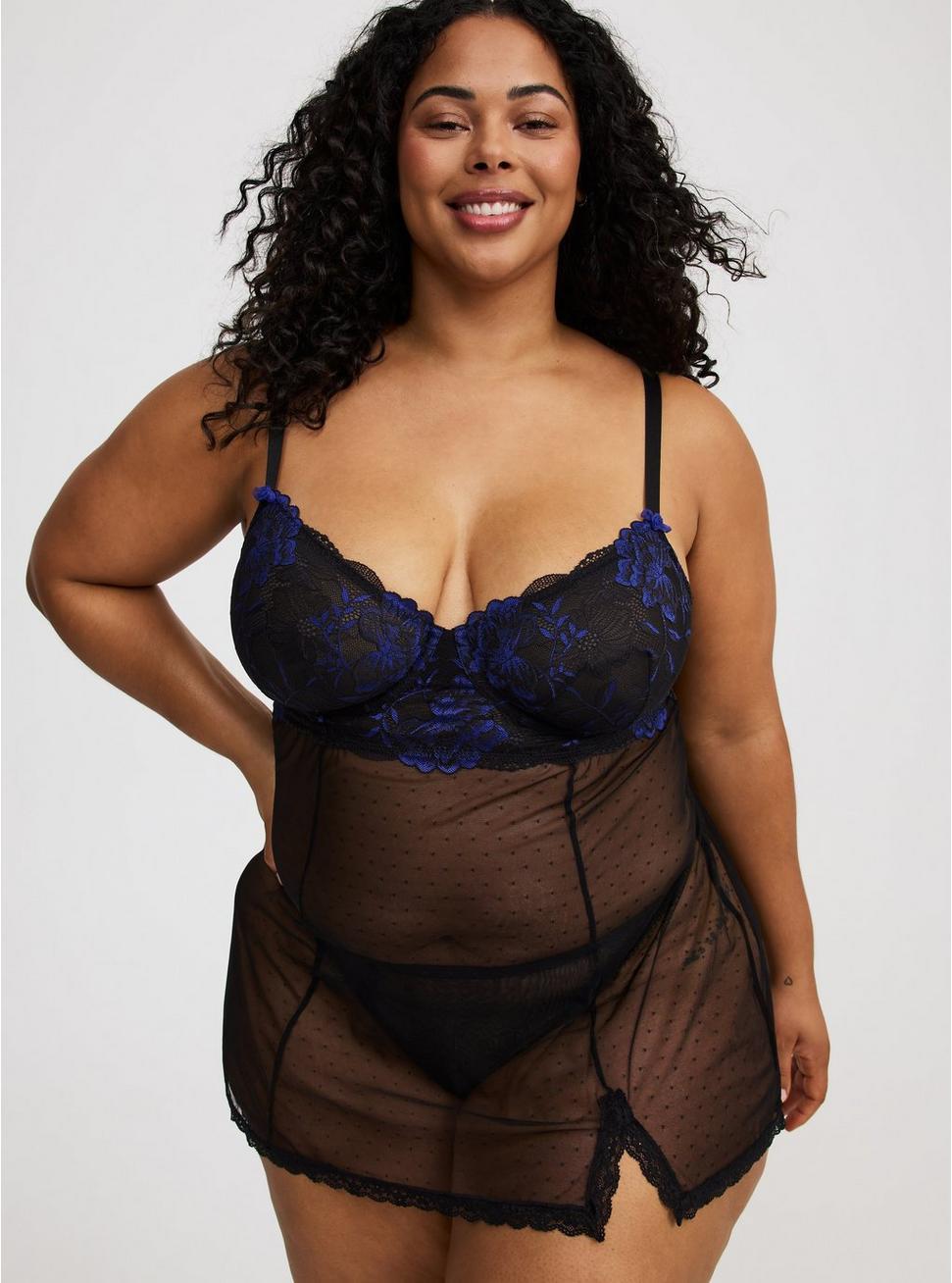 Lace Underwire Point D'Esprit Babydoll Product Image