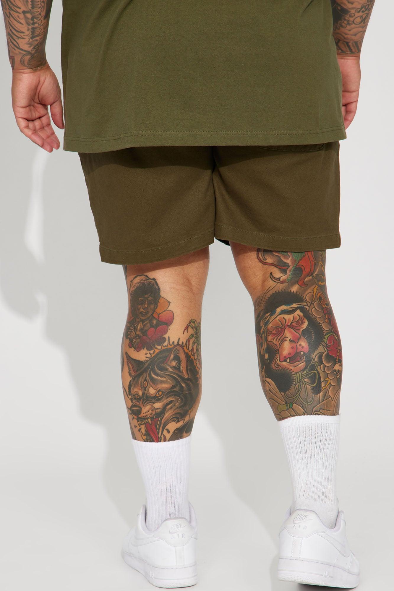 Twill Volley Shorts - Olive Product Image