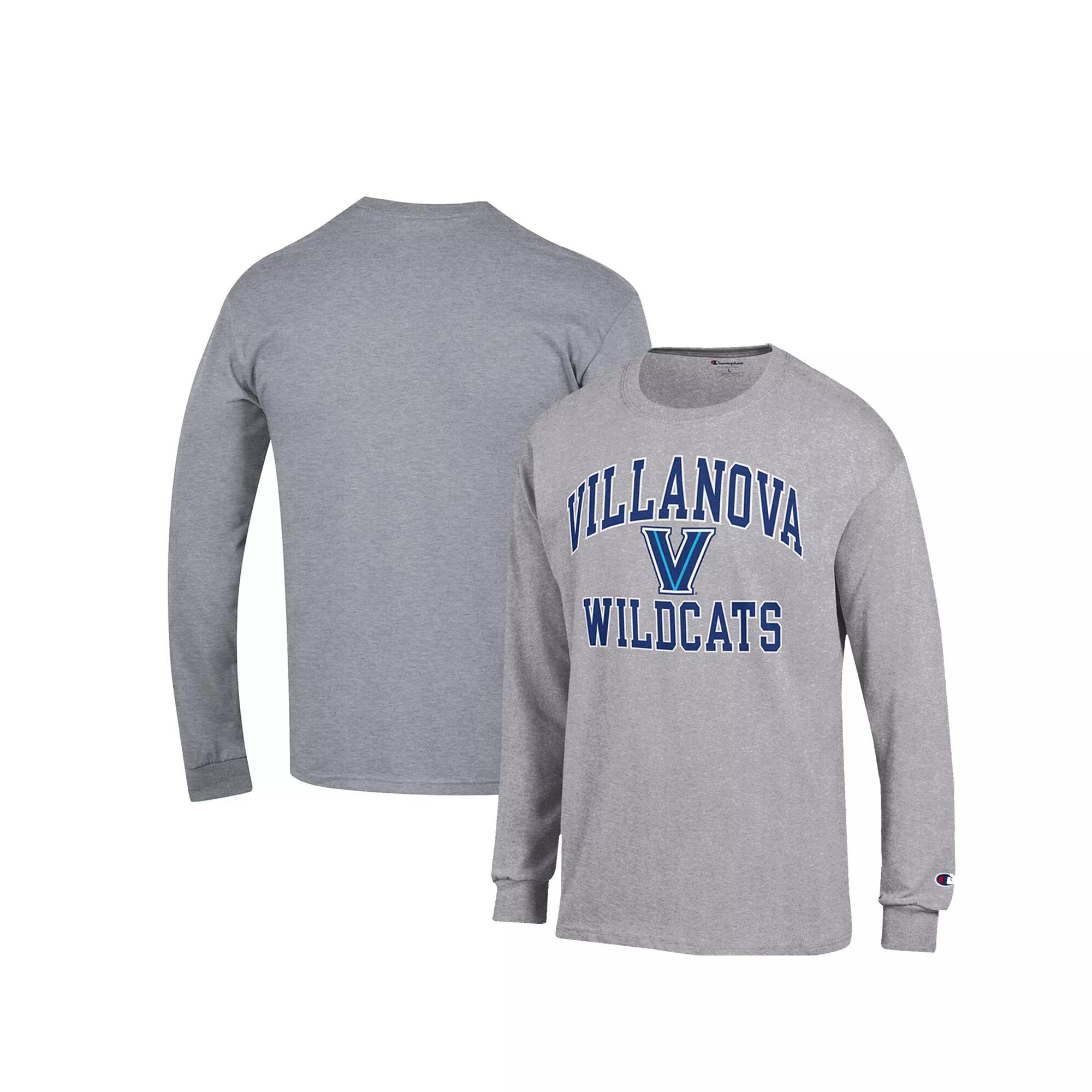Men's Champion Heather Gray Villanova Wildcats High Motor Long Sleeve T-Shirt,  Product Image