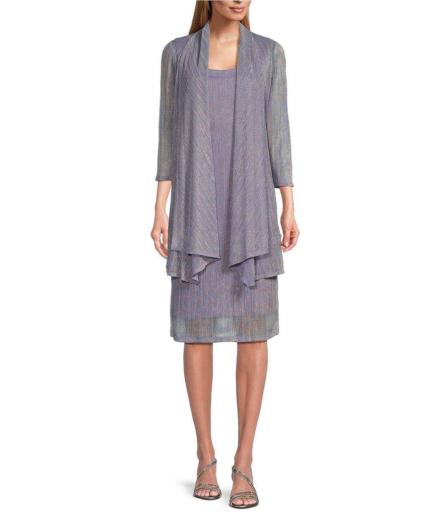 R & M Richards 3/4 Sleeve Crinkled Jacket Dress Product Image