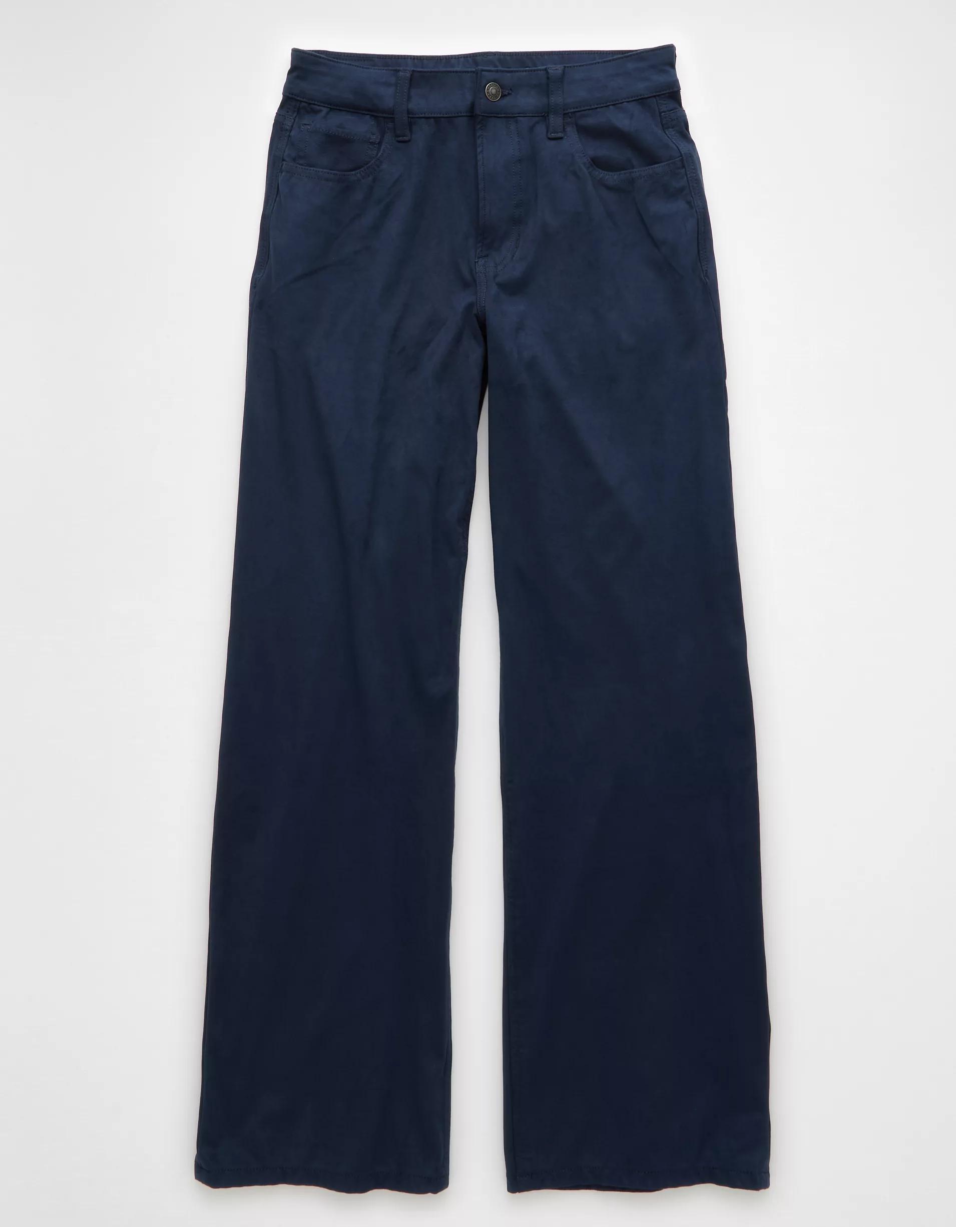 AE Dreamy Drape Sueded High-Waisted Baggy Wide-Leg Pant Product Image