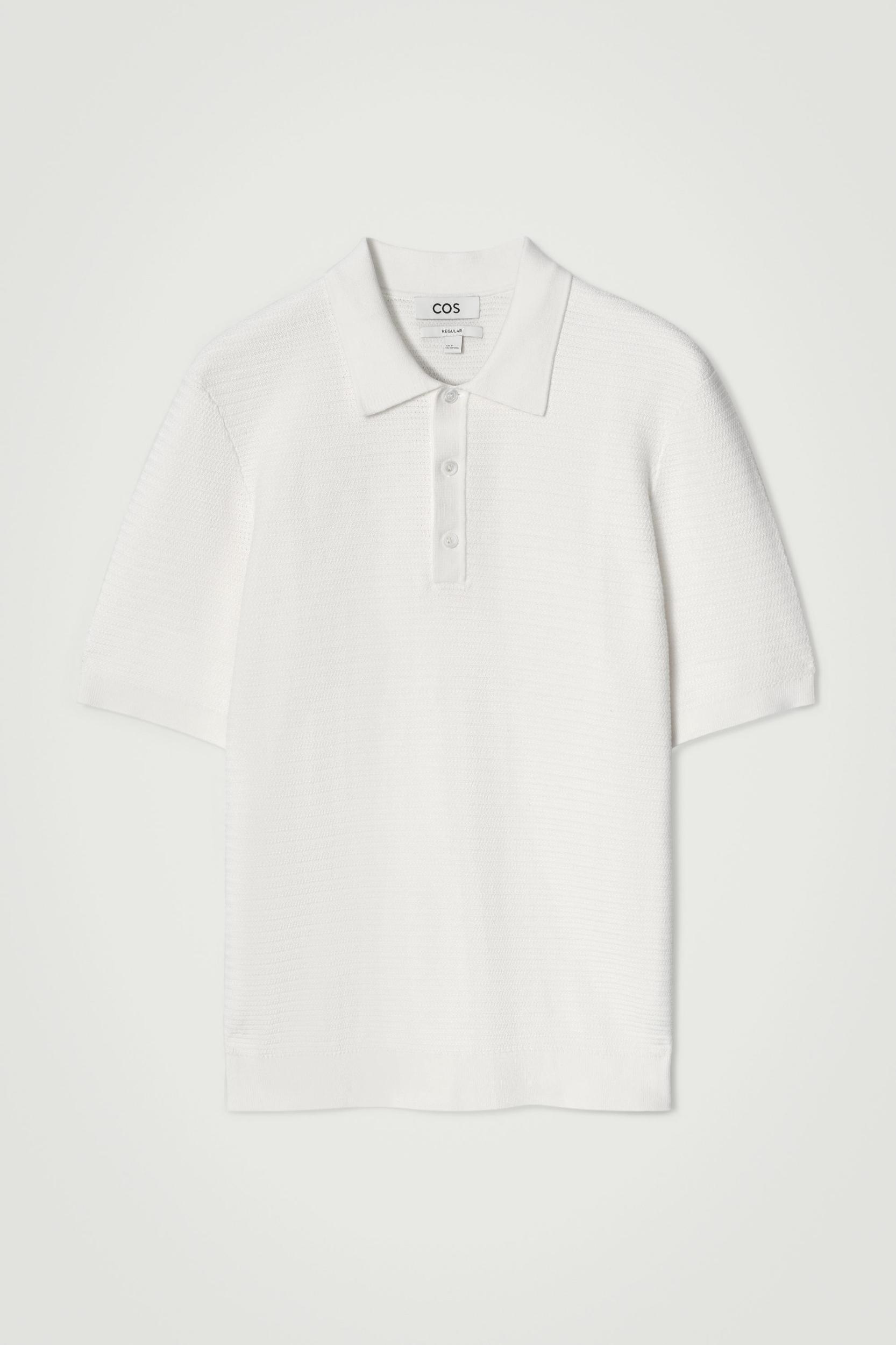 TEXTURED KNITTED COTTON POLO SHIRT Product Image