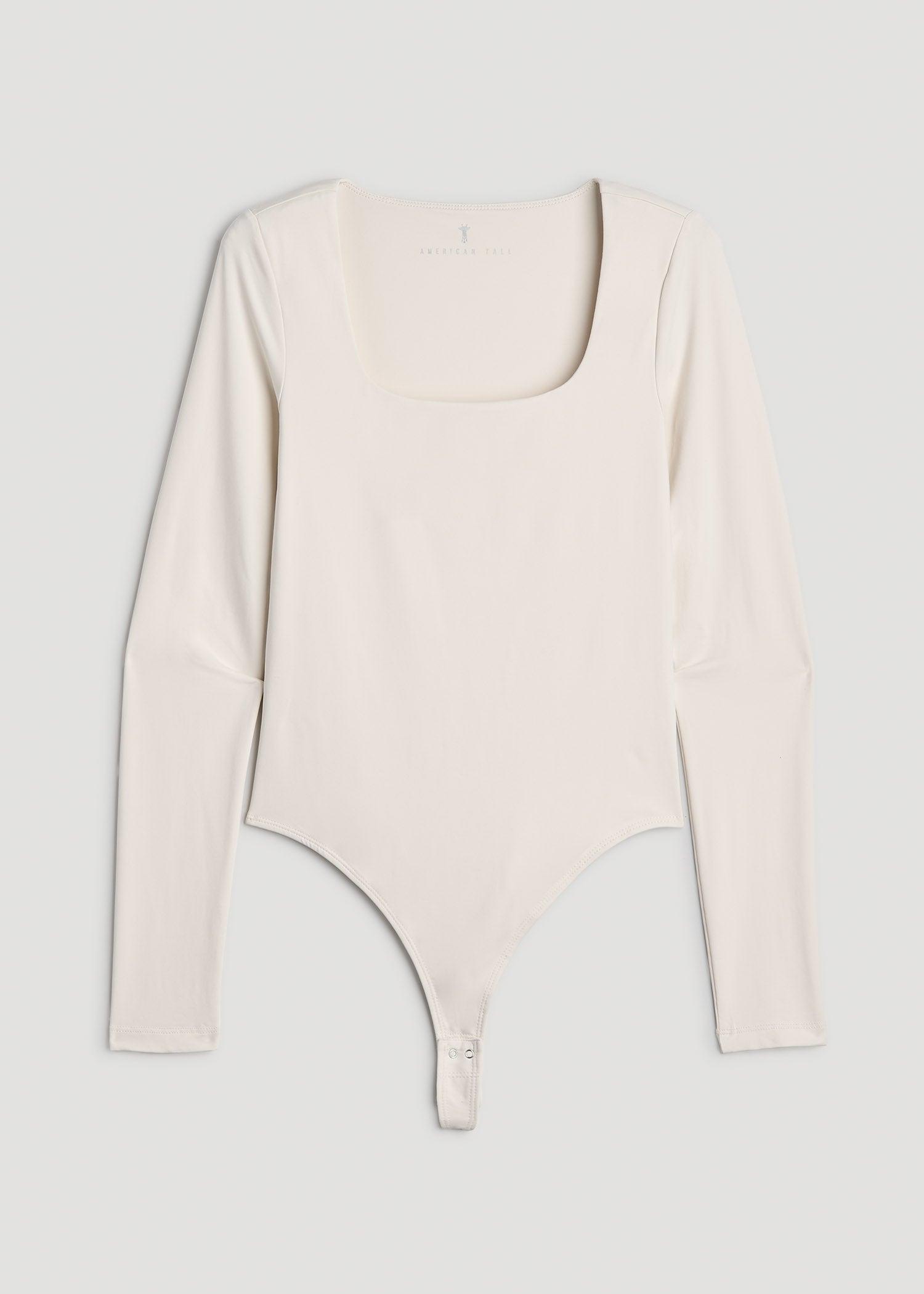 Long Sleeve Square Neck Bodysuit for Tall Women in Winter White Product Image