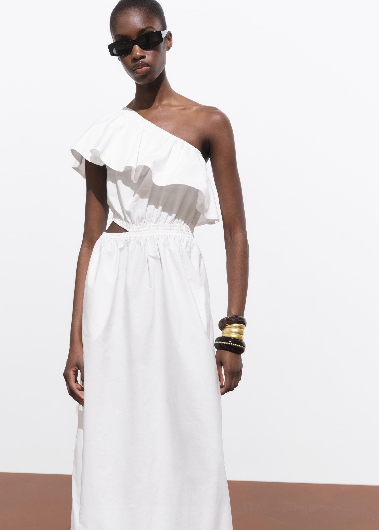 Asymmetrical dress with cut-out - Women | MANGO USA Product Image