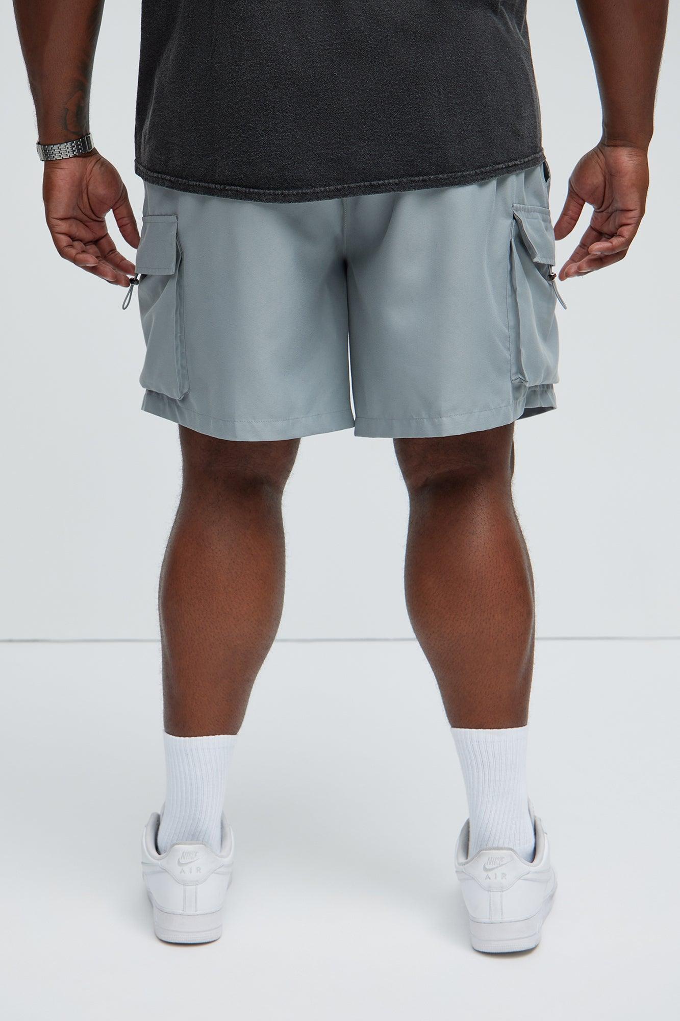 Keep It Coming Cargo Nylon Shorts - Grey Product Image