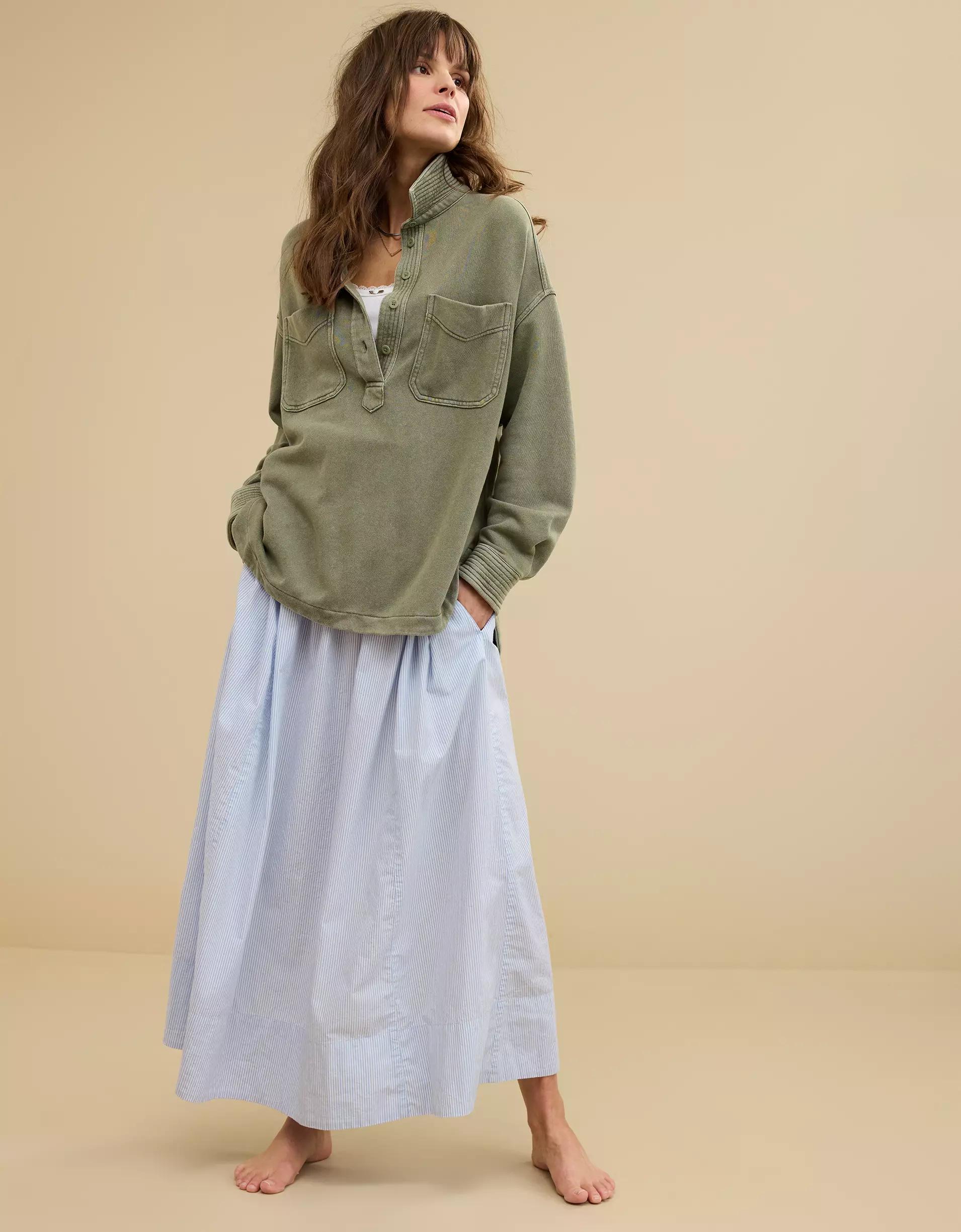 Aerie Popover Polo Sweatshirt Product Image