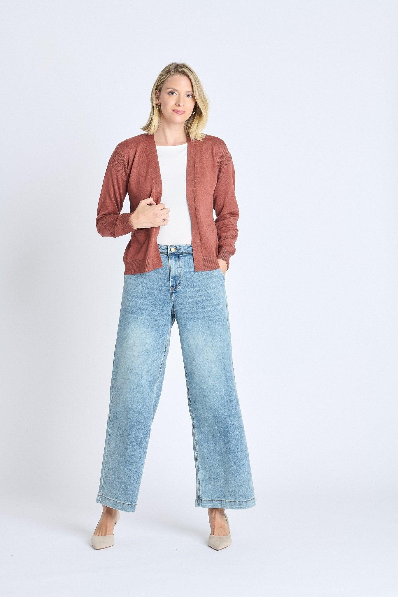 Ribbed Open Cardigan Sweater Product Image