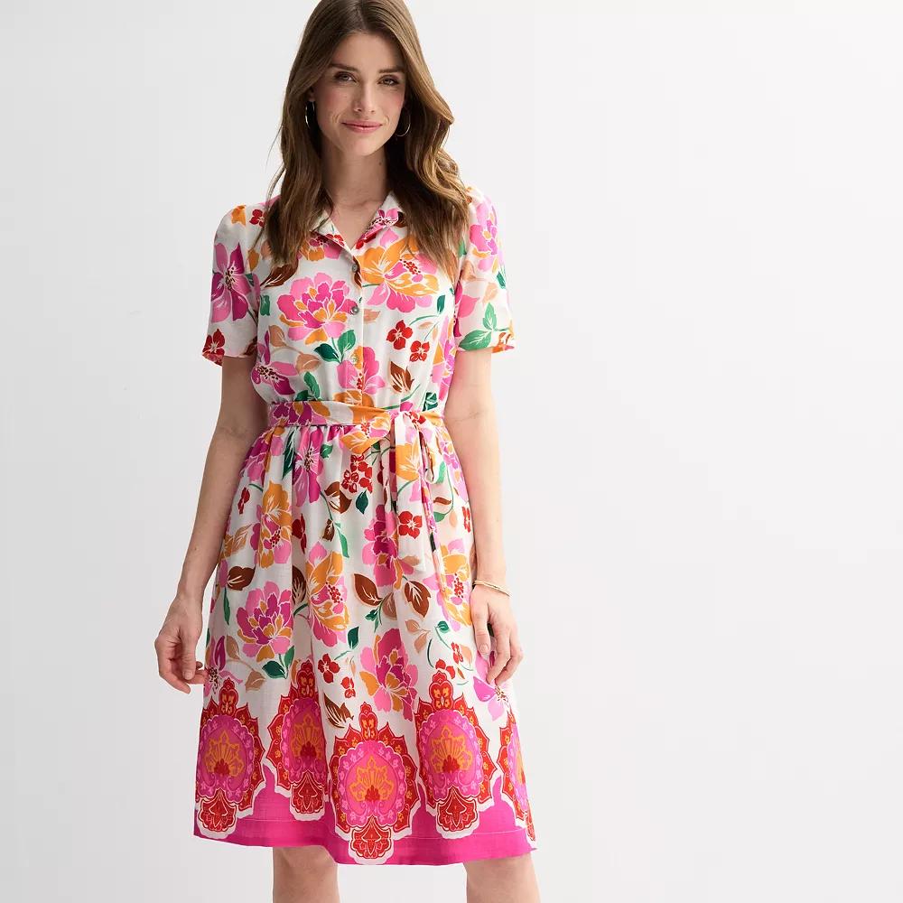 Women's Draper James Button Front Tie Waist Dress, Size: Medium, Floral Print Product Image