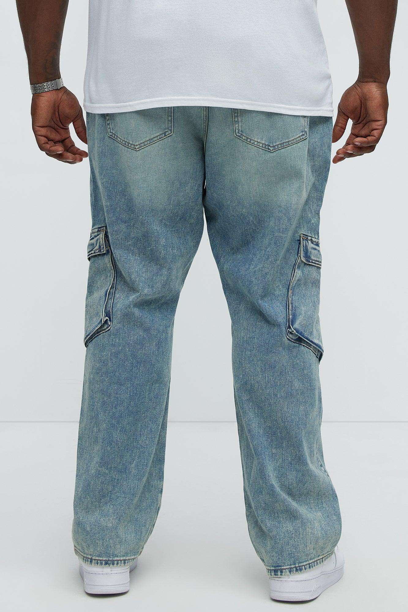 Dont Fake Cargo Straight Jeans - Light Blue Wash Male Product Image