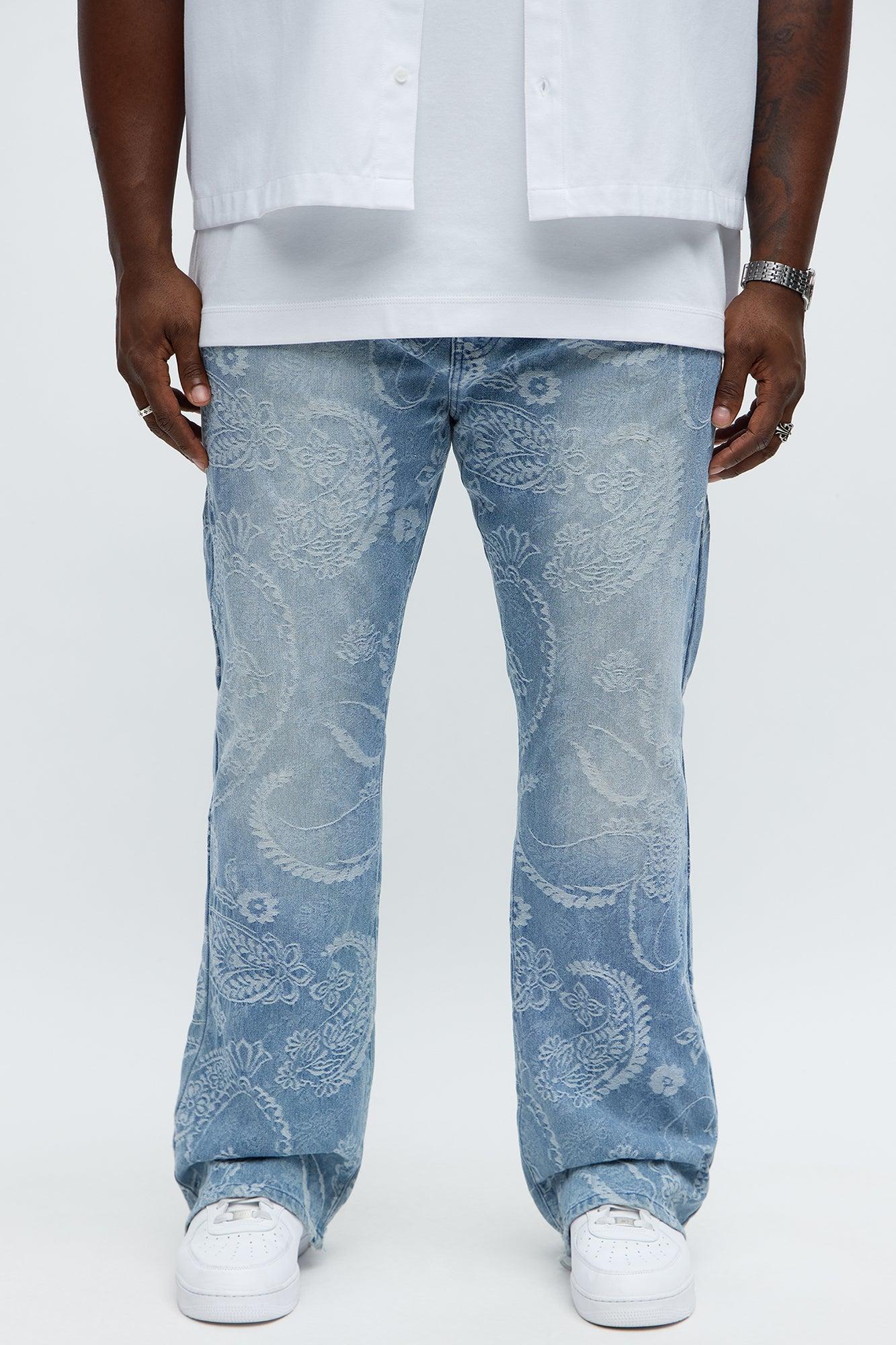 Stacked Slim Flare Come And Get It Paisley Jeans - Medium Wash Male Product Image