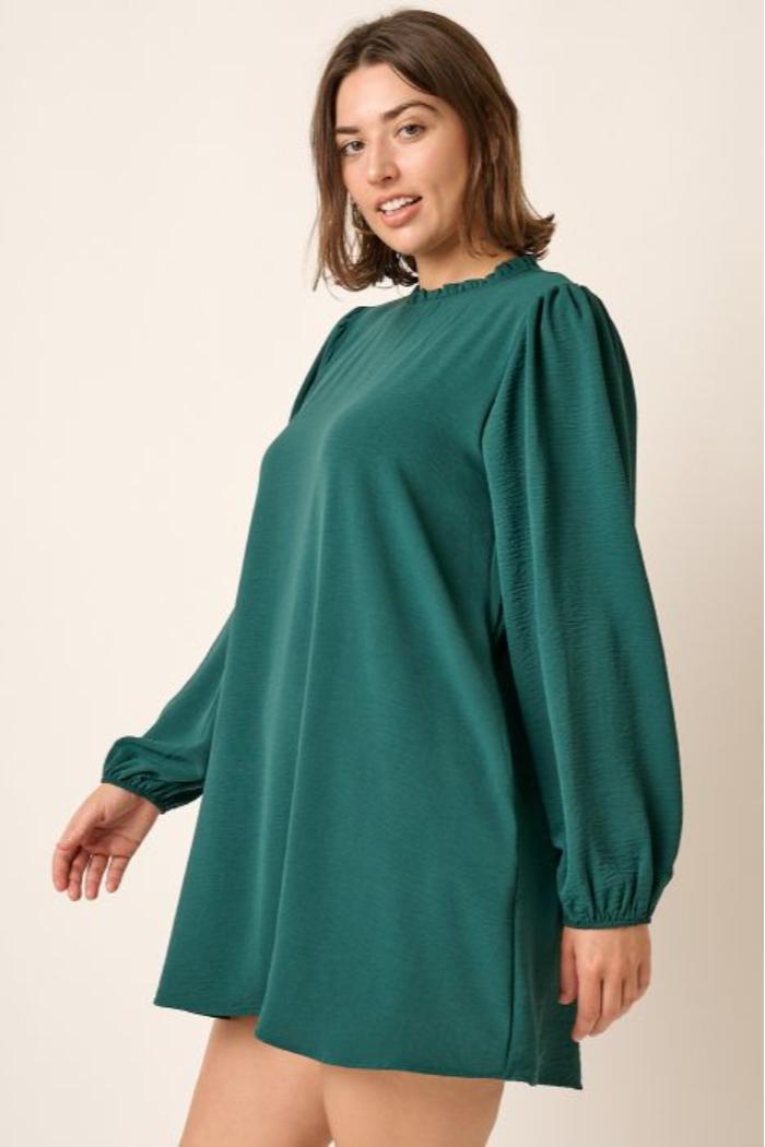 Plus Airflow Ruffle L/S Mini Dress Product Image