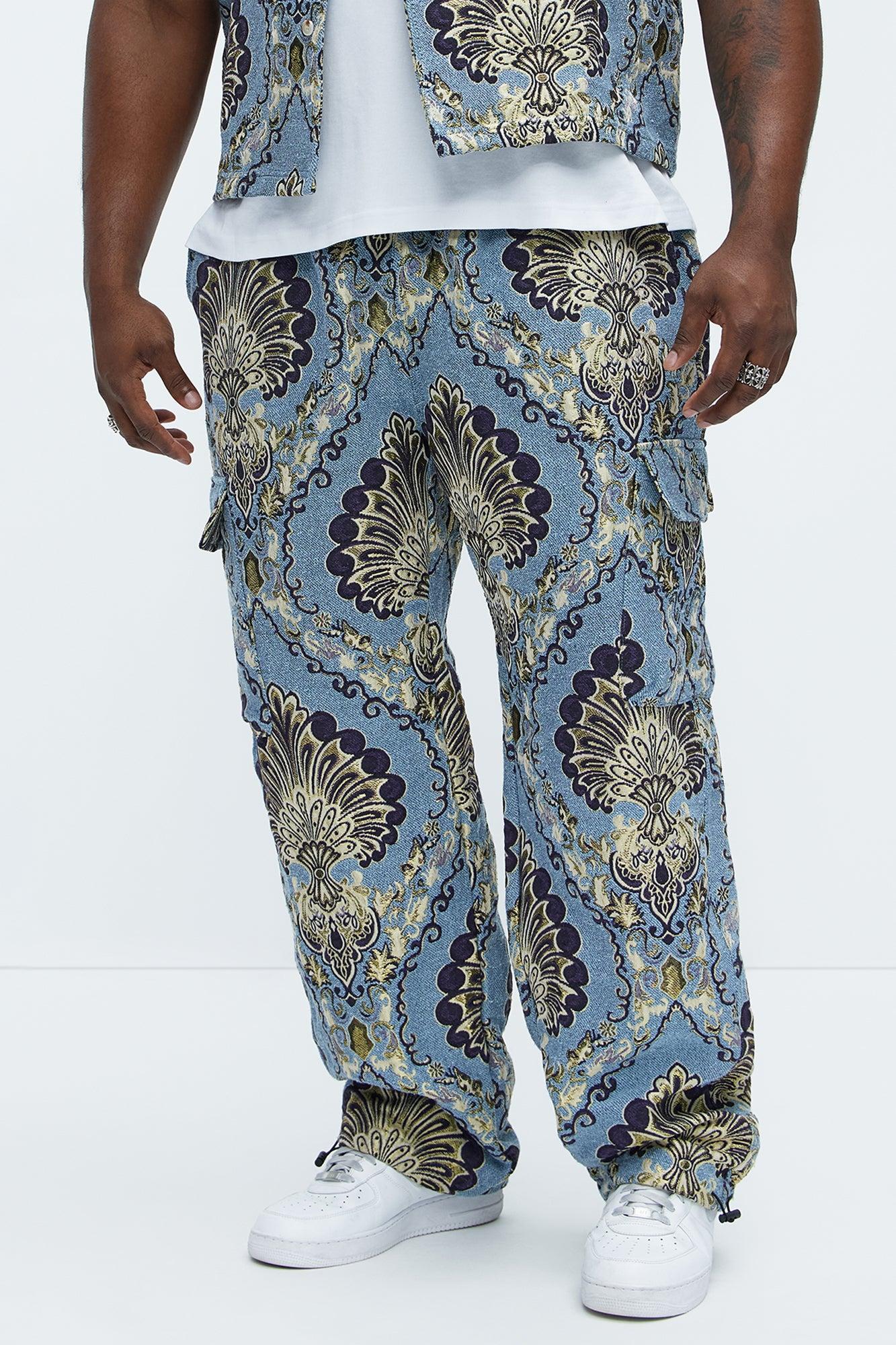 Highland Tapestry Baggy Cargo Pants - Blue/combo Product Image