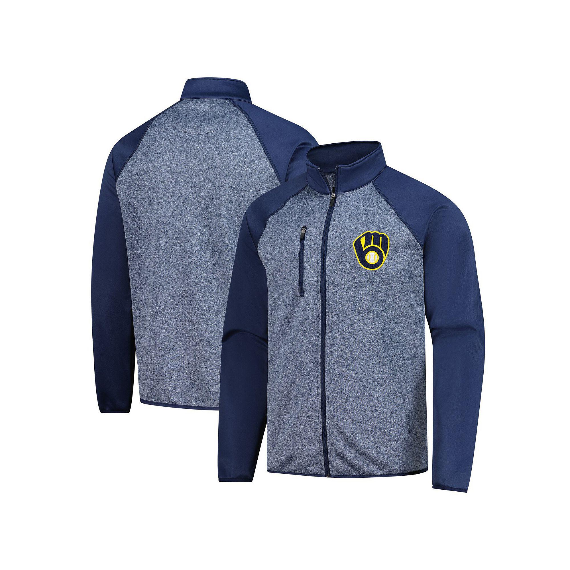 Men's G-III Sports by Carl Banks Navy Milwaukee Brewers Runners Raglan Full-Zip Track Jacket,  Product Image