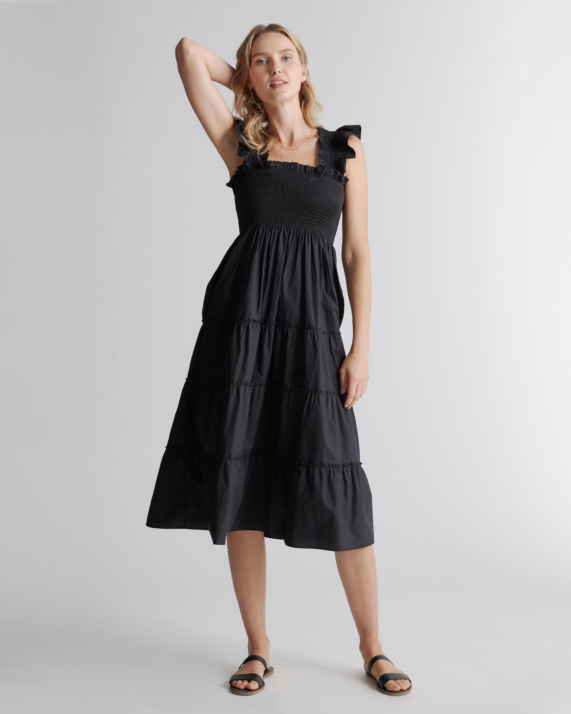 Quince | Women's Poplin Smocked Midi Dress Size XS, Organic Cotton Product Image