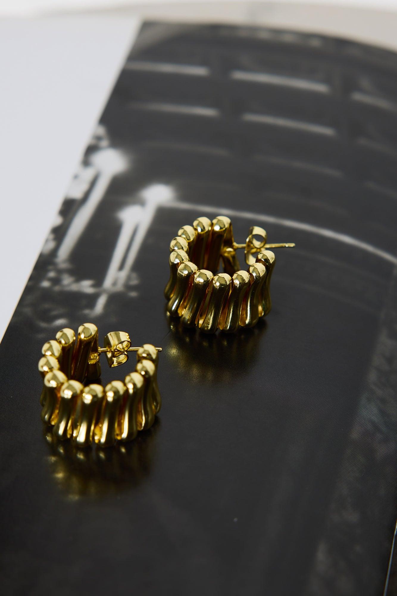 18k Gold Plated Beach Promenade Earrings Gold Product Image