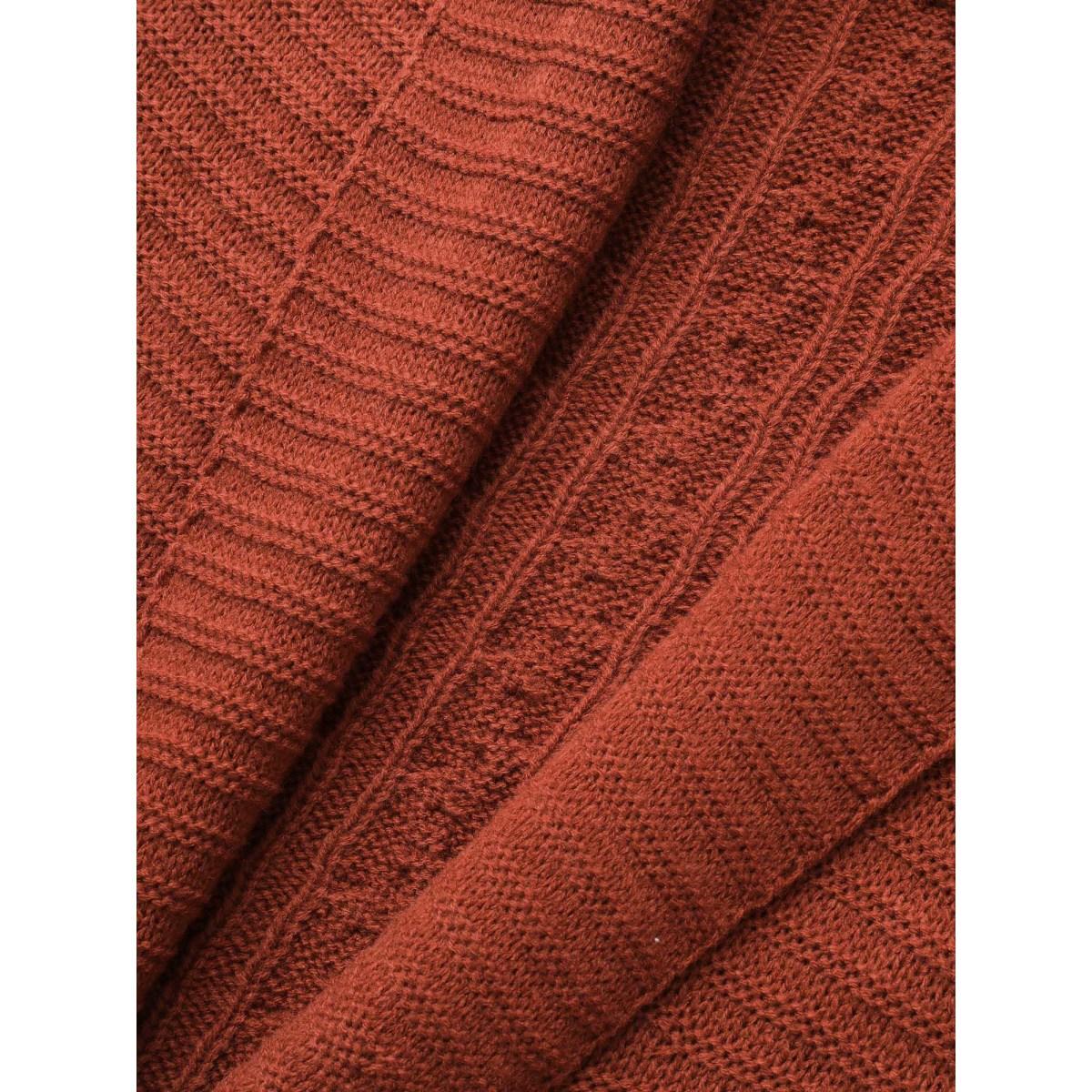 Plus Size Kimono Collar Texture Cable Knit Cardigan Russet Women Casual Loose Long Sleeve Everyday Cardigans BloomChic 28/5X Product Image