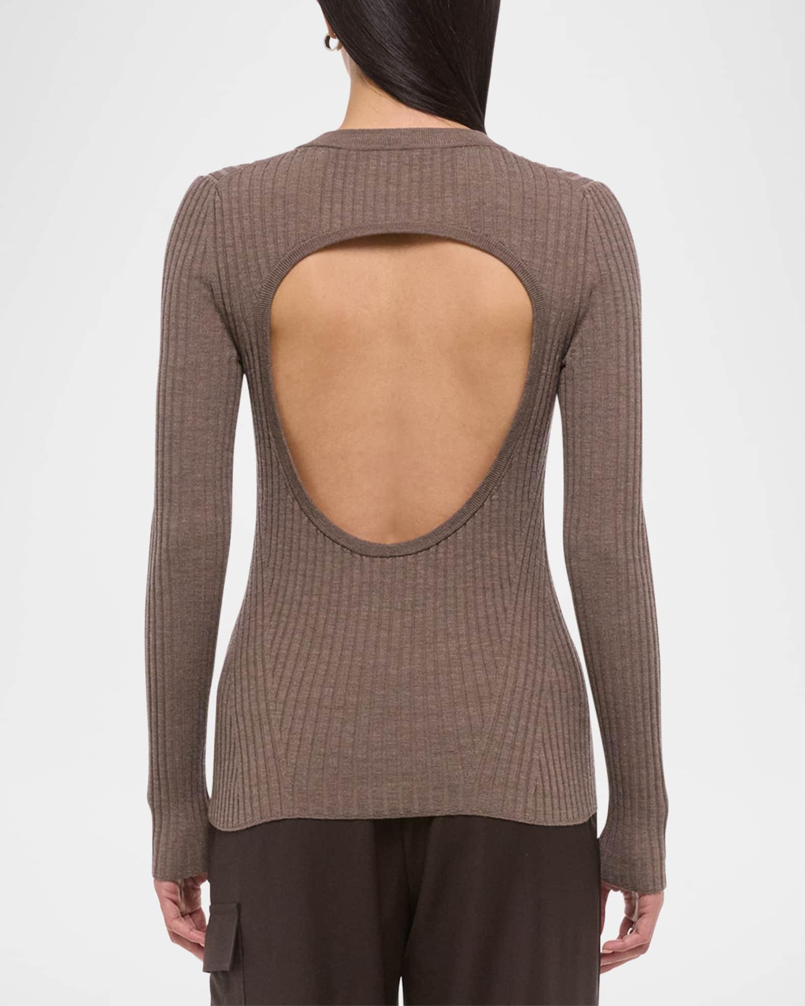 Open-Back Ribbed Wool Top  Product Image