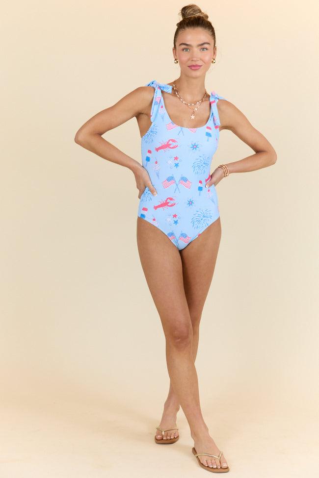 Stateside Swim Club Blue Patriotic Icon One Piece Swimsuit FINAL SALE Product Image