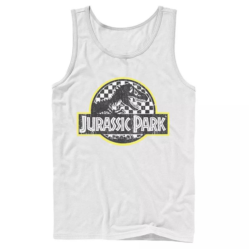 Men's Jurassic Park Checkered Classic Logo Tank Top,  Product Image