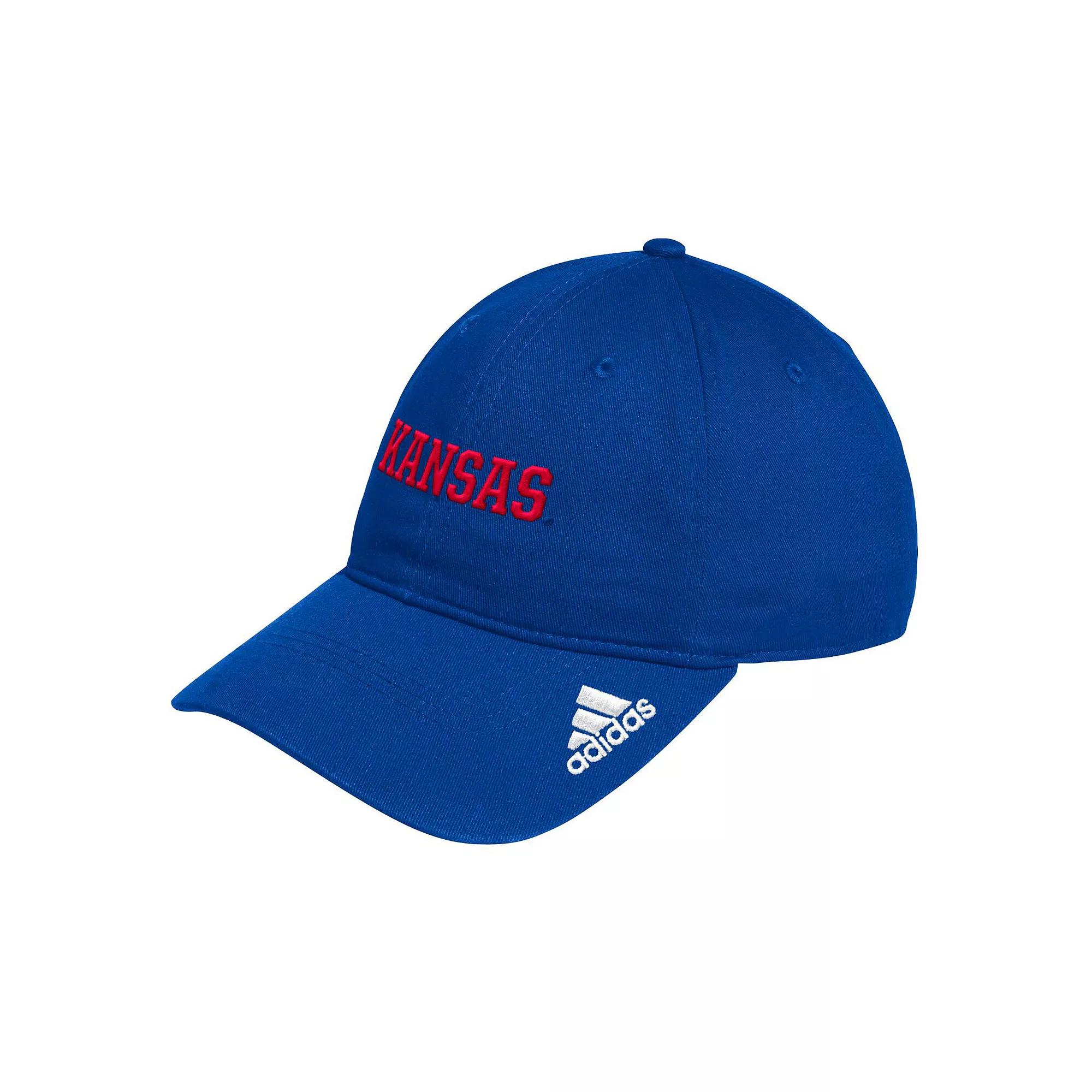 Men's adidas Royal Kansas Jayhawks Locker Room Wordmark Slouch Adjustable Hat, Blue Product Image