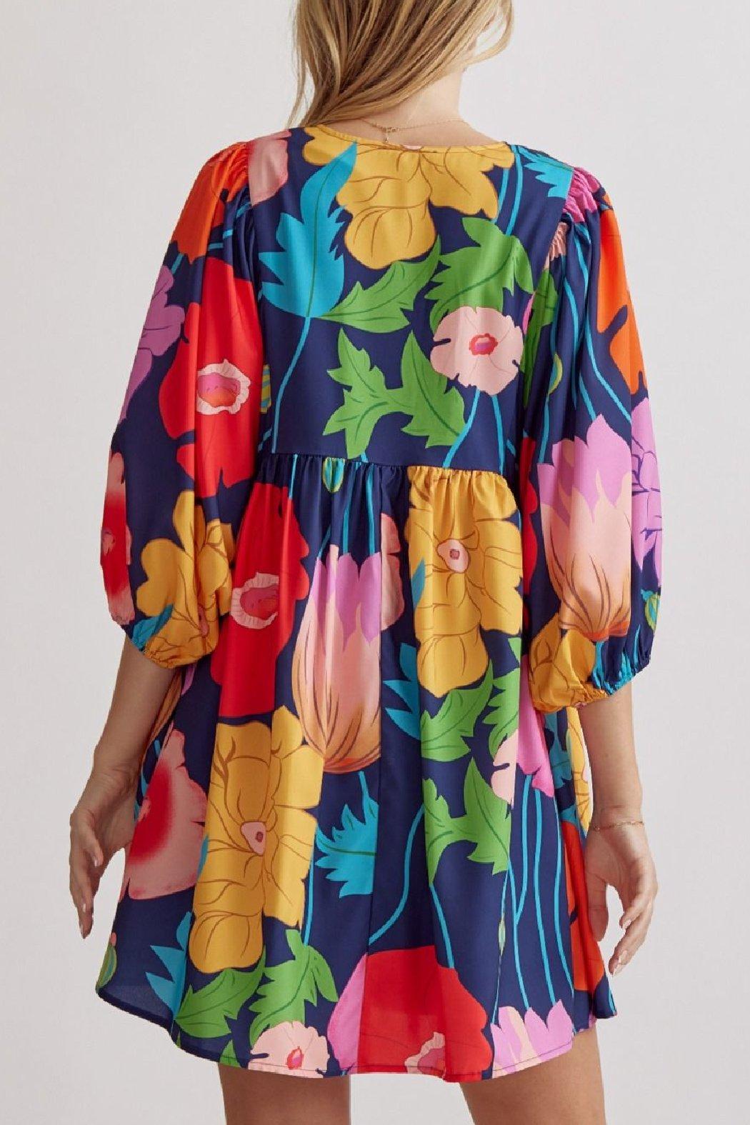 Half Sleeve Floral Dress Product Image