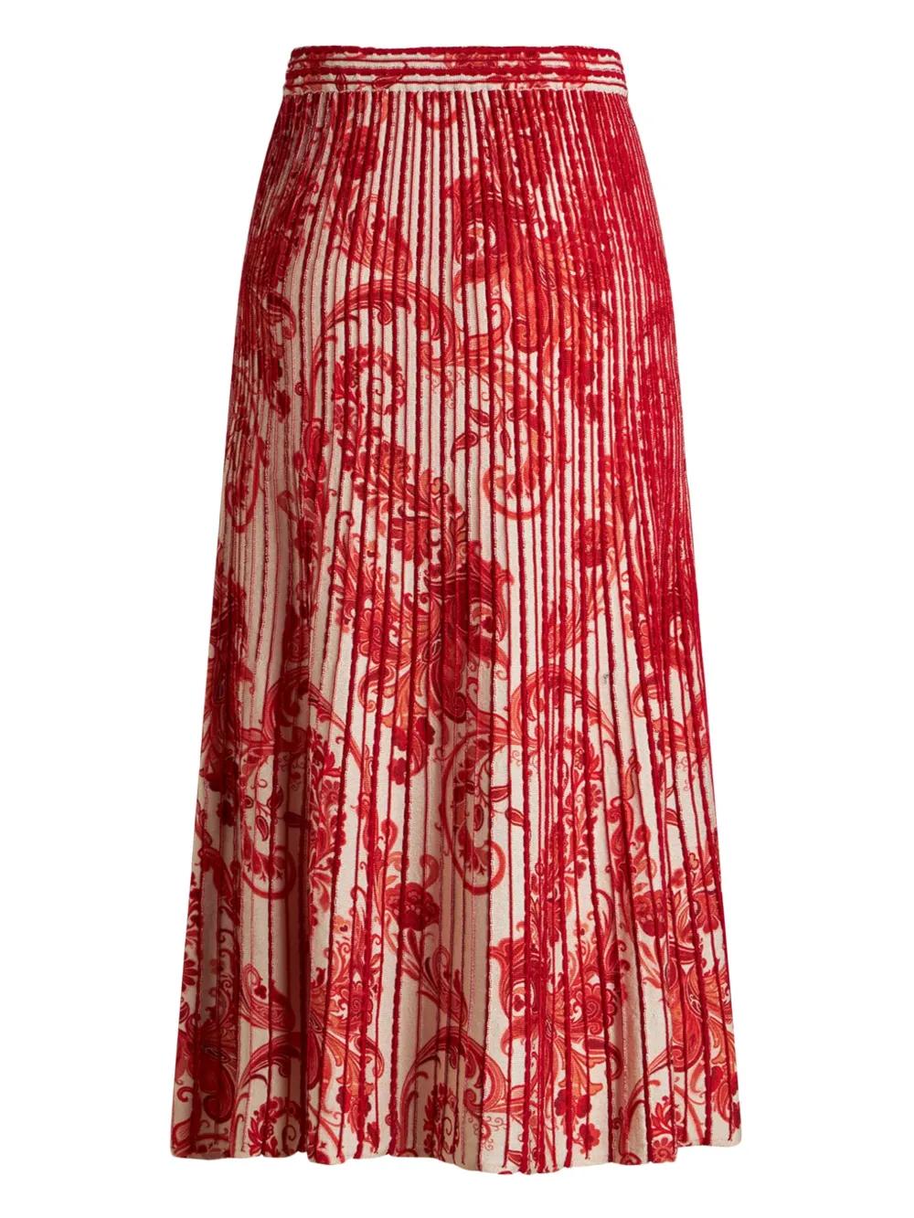 paisley-print pleated midi skirt Product Image