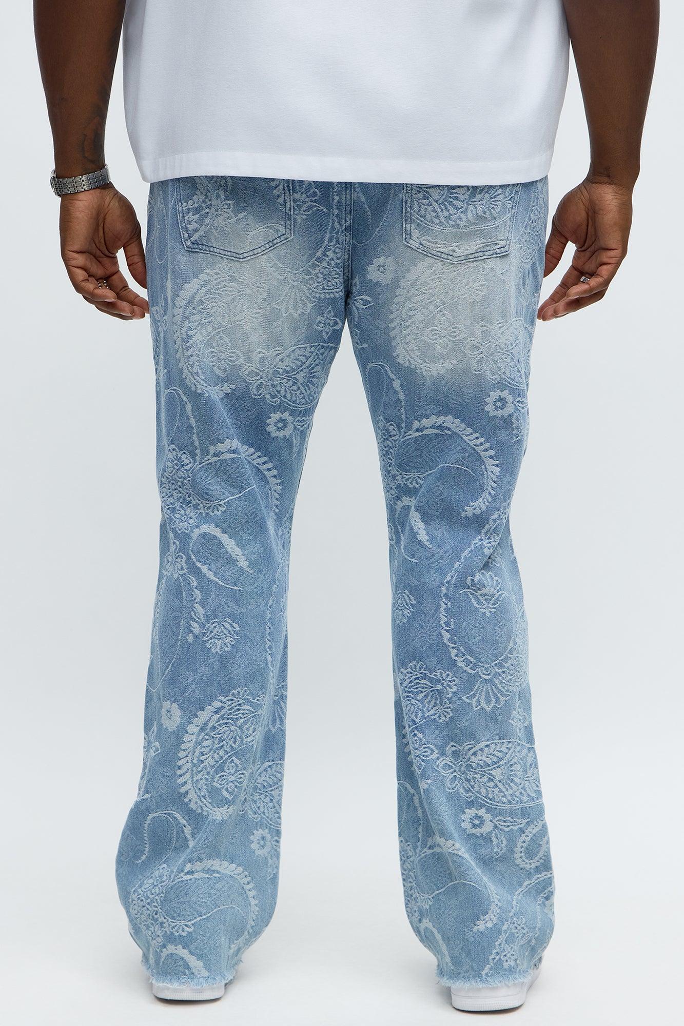 Stacked Slim Flare Come And Get It Paisley Jeans - Medium Wash Male Product Image