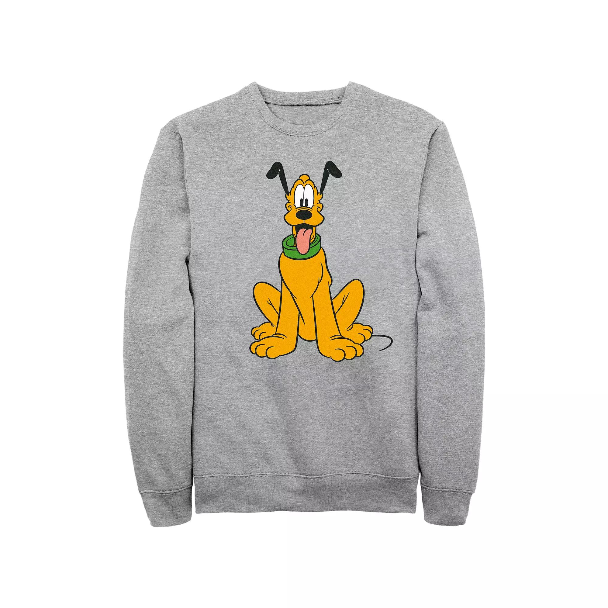 Disney's Mickey Mouse Men's Happy Pluto Fleece Sweatshirt, Size: Large, Athletic Grey Product Image