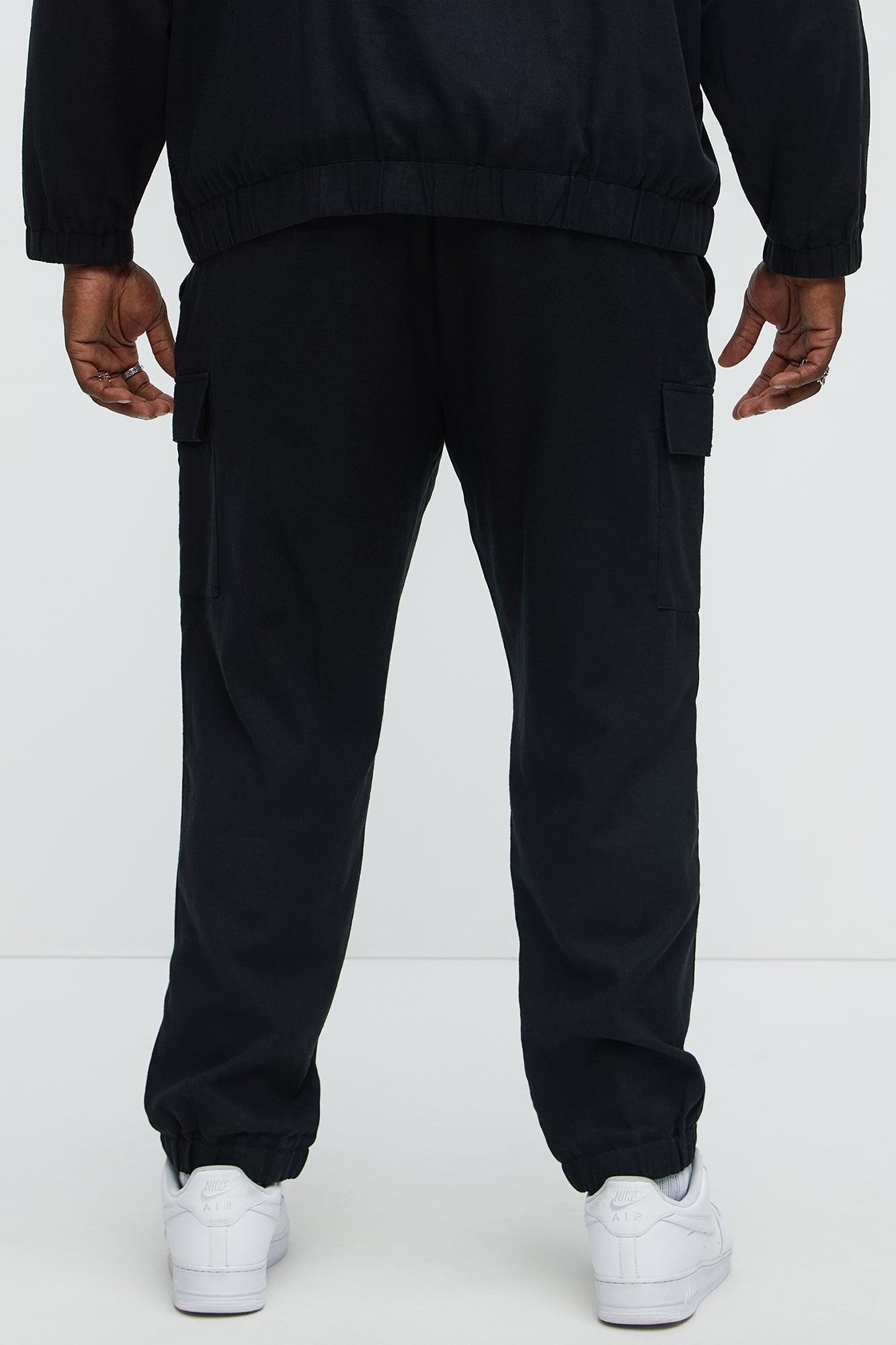 Slim Bahamas Linen Cargo Jogger - Black Product Image