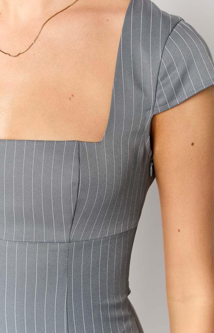 Amelia Grey Striped Mini Dress Product Image