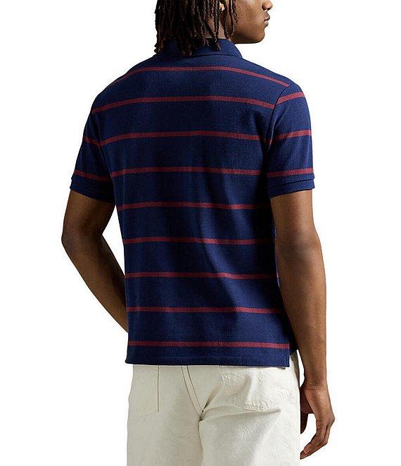 Polo Ralph Lauren Custom Slim Fit Bear Mesh Stripe Short Sleeve Polo Shirt Product Image