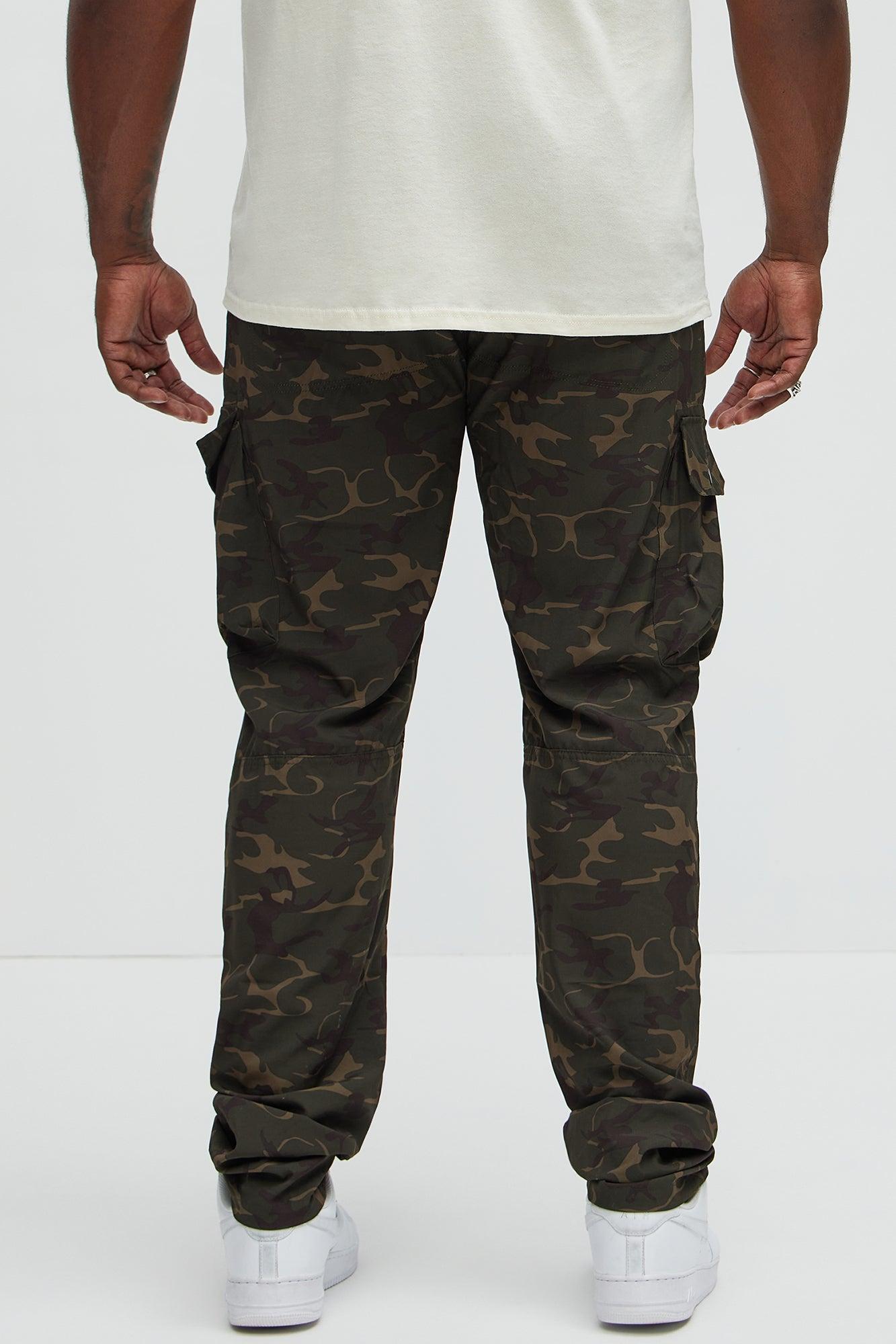 More Than One Nylon Straight Cargo Pants - Camouflage Product Image