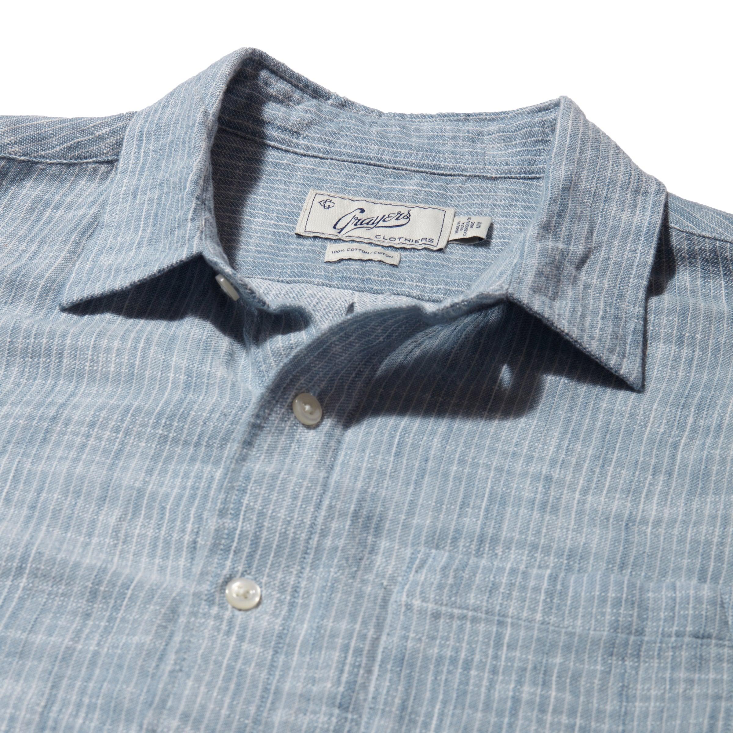 Madras Cottage Loom Chambray Shirt - Blue Chambray Stripe Product Image
