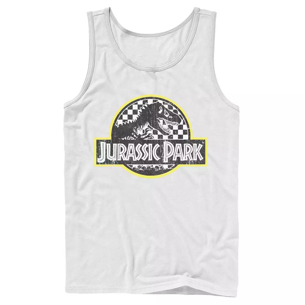 Men's Jurassic Park Checkered Classic Logo Tank Top,  Product Image
